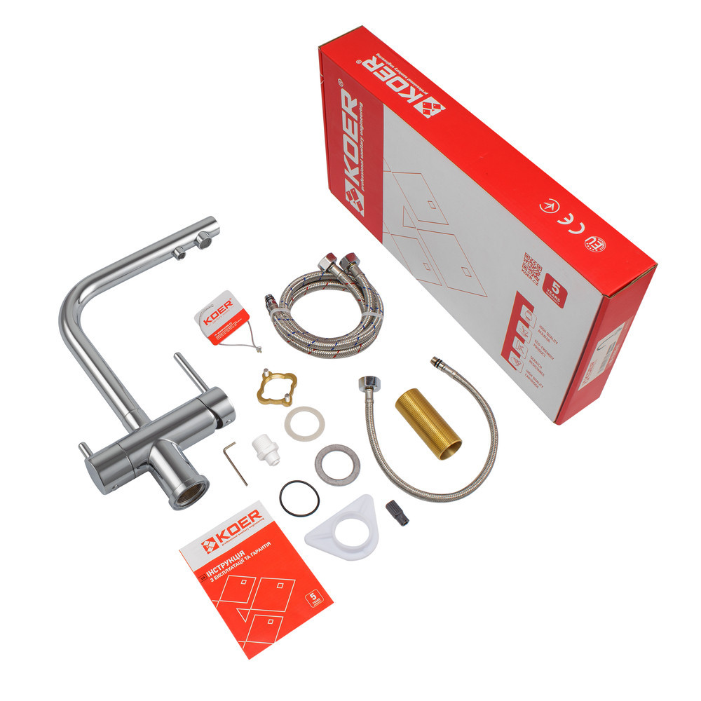 Змішувач для кухні з виходом для питної води Koer KB-72001-01 латунь/хром (KR3391) Чернівці - фото 10