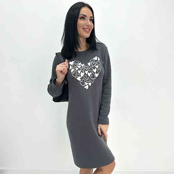 Теплое платье с принтом Romance батал Киев