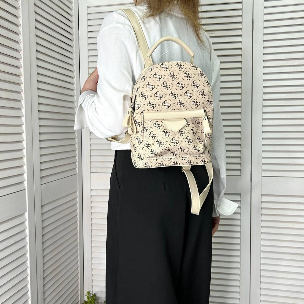 Женский рюкзак классический брендовый. Женский маленький брендовый рюкзак Бежевый 816 Киев - изображение 5