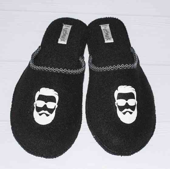 Хатні капці чоловічі чорні із закритим носком бородач для паркету ламінату повстяні тихий хід 42 Одеса