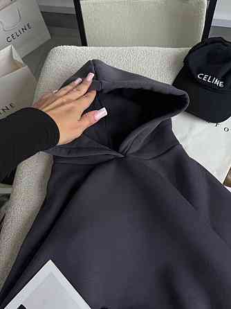 Жіноча базова кофта худі з турецької тринитки на флісі Графіт Одеса