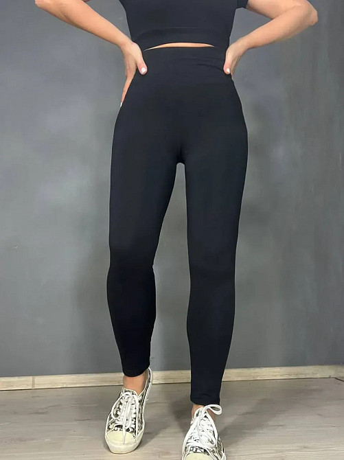 Лосины женские Oysho 0124 большие размеры 2XL–6XL NanoFit широкий пояс черные, черный, 6XL Киев - изображение 16