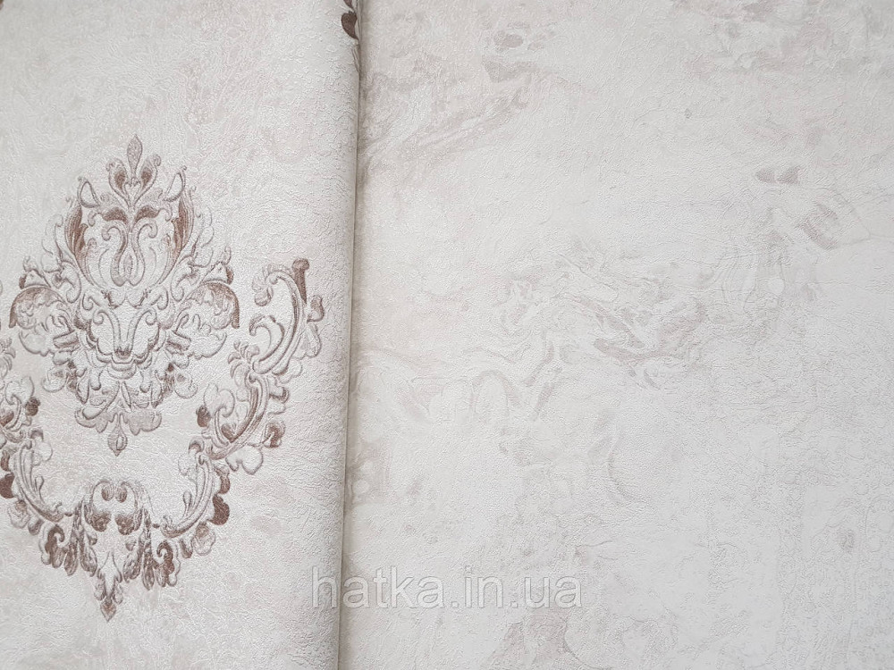 Шпалери вінілові на флізеліні гарячого тиснення DU&KA 1.06х10 вензель основа під штукатурку сірі коричневі Київ - фото 2