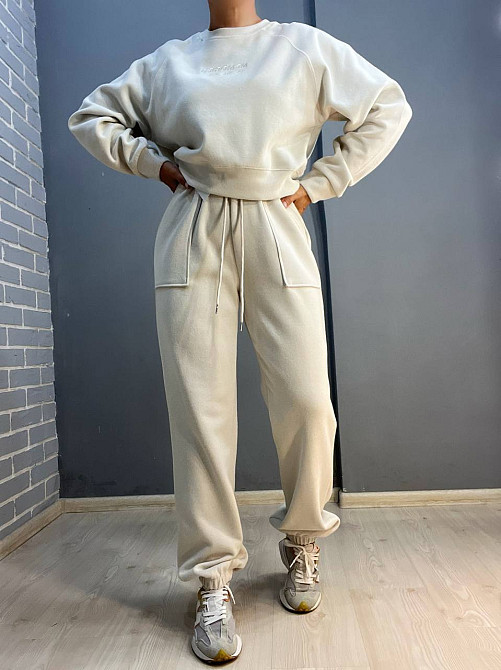 Костюм жіночий A-N 2740 світшот вишивка з джогерами на резинці рубчик чорний, чорний, XL Київ - фото 7