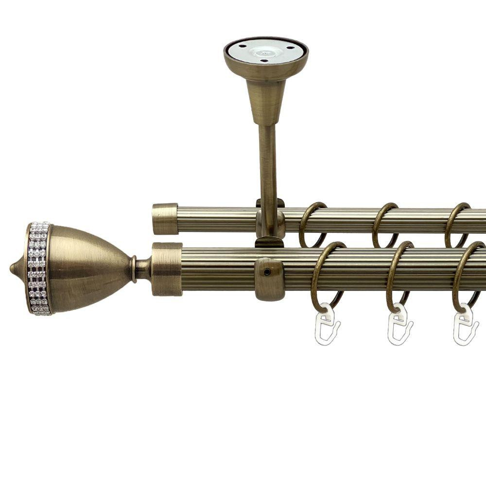 Карниз Orvit Етернія металевий дворядний відкритий до стелі рифлена труба кільце металеве Антик 25\16 мм 200 Львов - изображение 1