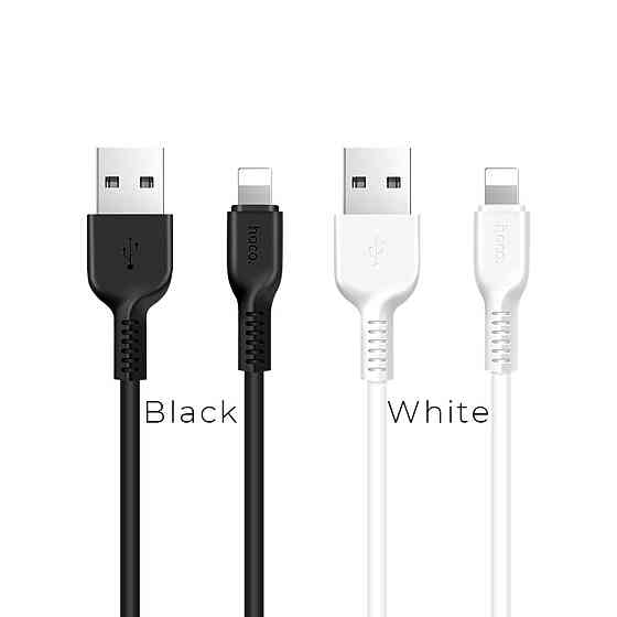 Кабель HOCO X13 USB - Lightning 2.4A, 1m, PVC, PVC конектори, колір чорний 6957531061144 Одеса