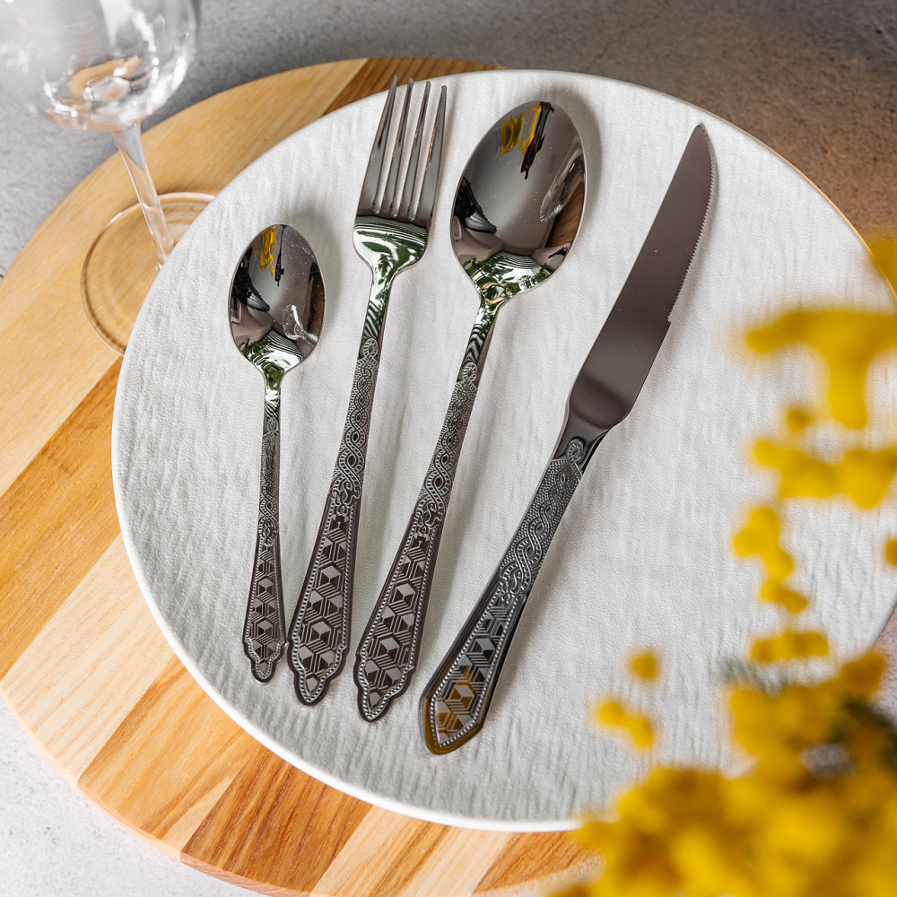 Yiwu Набір столових приборів золото на 6 персон комплект столових приборів 24 предмети Срібло H Киев - изображение 6