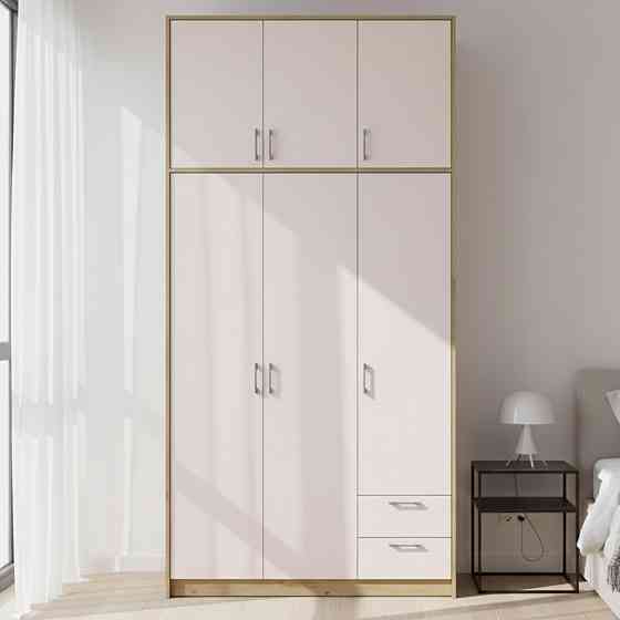 Шафа для одягу Doros Ронді з високою антресоллю Дуб Артизан/Кашемір 3 ДСП 121х52х260 (DRS-011874) Львів