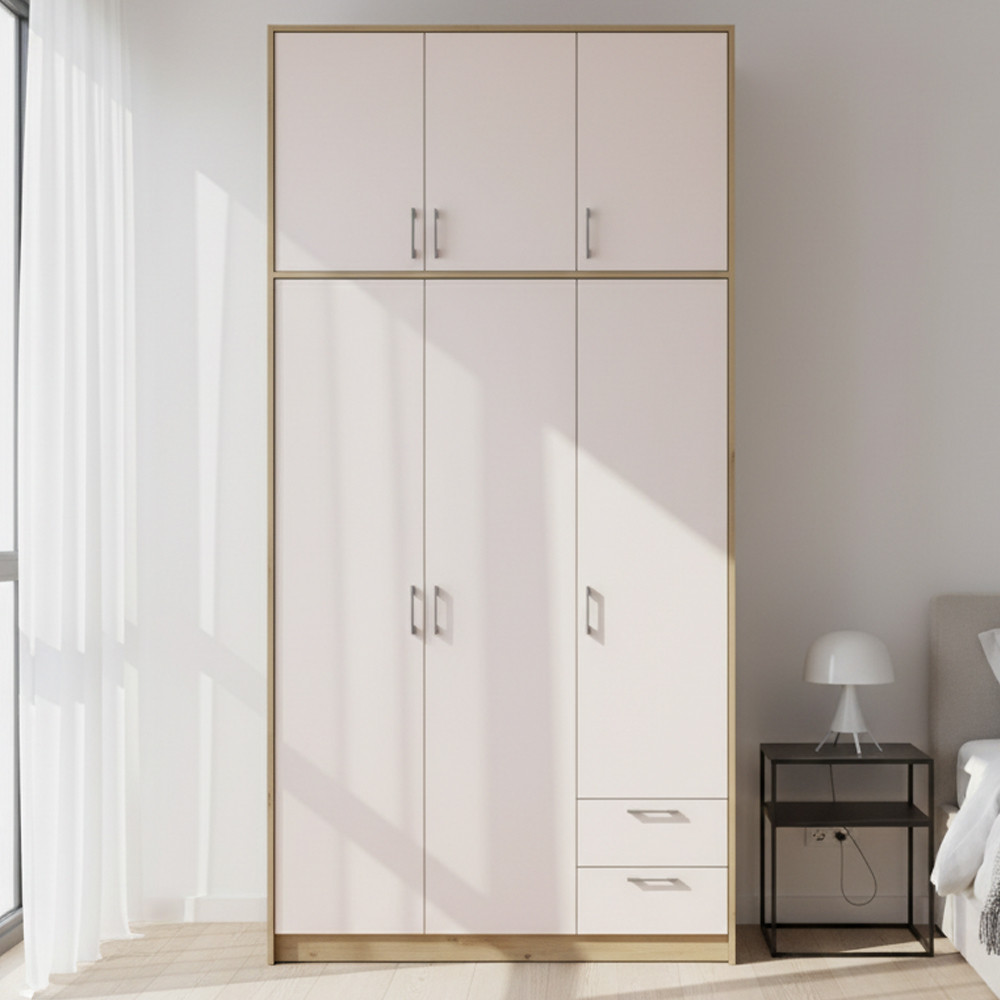 Шафа для одягу Doros Ронді з високою антресоллю Дуб Артизан/Кашемір 3 ДСП 121х52х260 (DRS-011874) Львів - фото 1