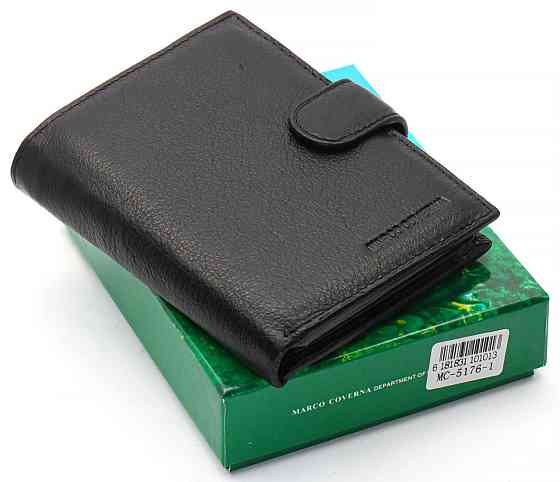 Чорний чоловічий гаманець з натуральної шкіри Marco Coverna Київ