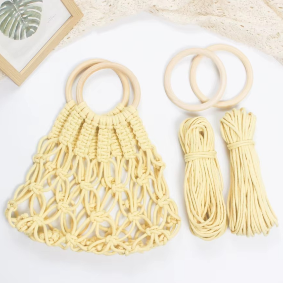 Набір макраме для ручного в'язання ажурної плетеної сумки 29х26 см для рукоділля та творчості колір жовтий Кам'янець-Подільський