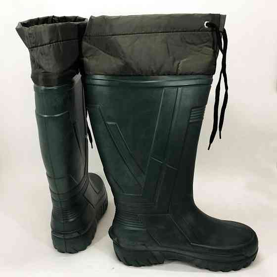 Сапоги мужские резина 43р 28, 5см, Утепленные зимние резиновые сапоги олива из резины для весны FC-81 Ивано-Франковск