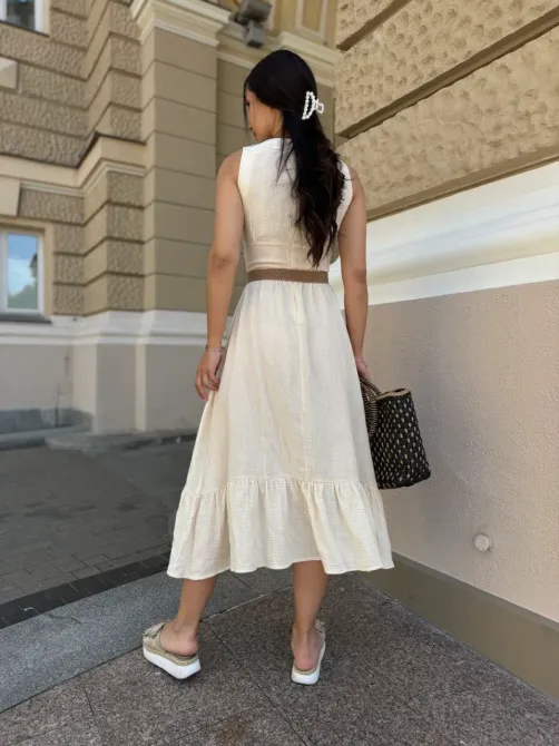 Сарафан з муслін-хлопку айворі XS-S, новий з біркою Одеса - фото 4