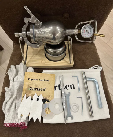 Мини-машина пушка для попкорна из нержавеющей стали Серебристый Винница