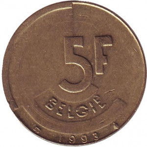 5 франков. 1993 год, Бельгия (Belgie). Полтава - изображение 1