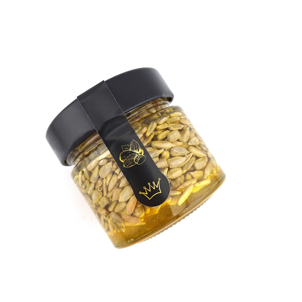 Мед с семечками подсолнечника 130 грамм. Семечки с медом в стеклянной баночке. Одесса - изображение 5