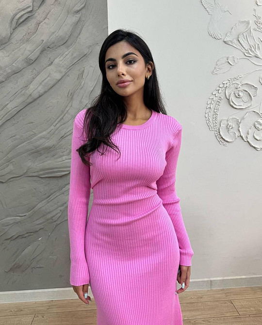 Стильное женское платье длинное рубчик мустанг Розовый, 46/48 Одесса - изображение 1