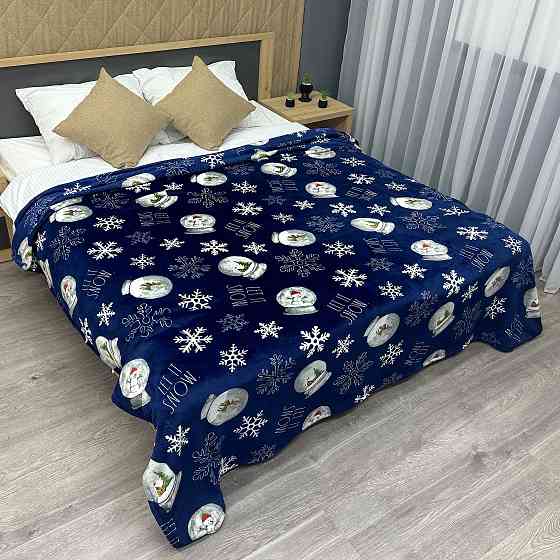 Плед-покривало Decorator WellSoft 150х210 см з різдвяним принтом Синій (87-171) Київ