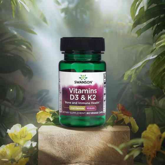 Вітамін D3 & K2 Swanson Vitamins D3 & K2, 60 Veggie Caps Луцьк