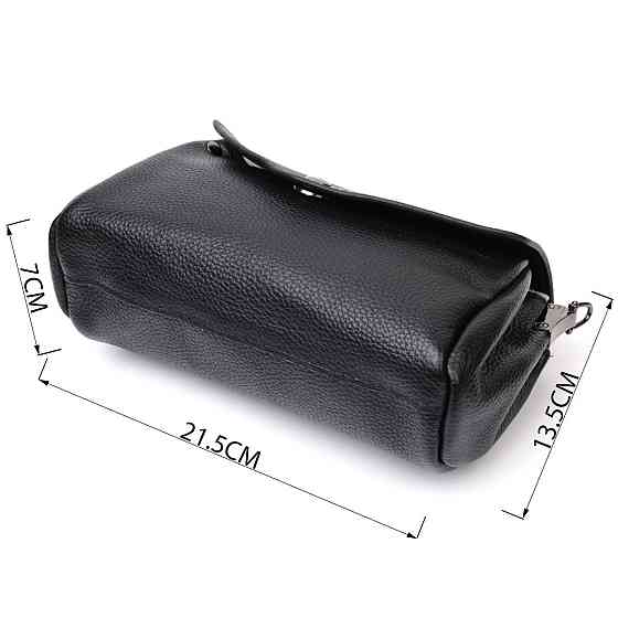 Жіноча шкіряна сумка із трикутним клапаном Vintage 22254 Чорна Київ