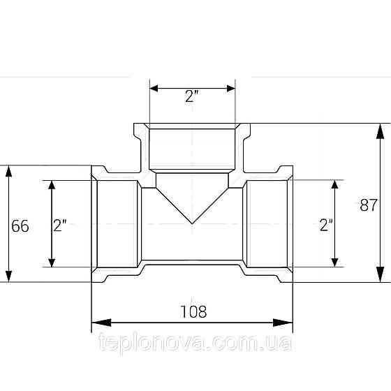 Тройник никелированный 2″ВР х 2″ВР х 2″ВР литейный А0238А(нк) VA Черновцы
