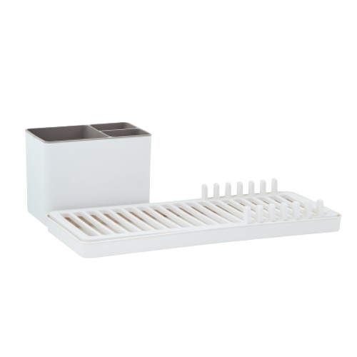 Сушарка для посуду + підставка для ст.приладів 2в1 пластик біла троянда "Міні плюс" Алеана Житомир - фото 1