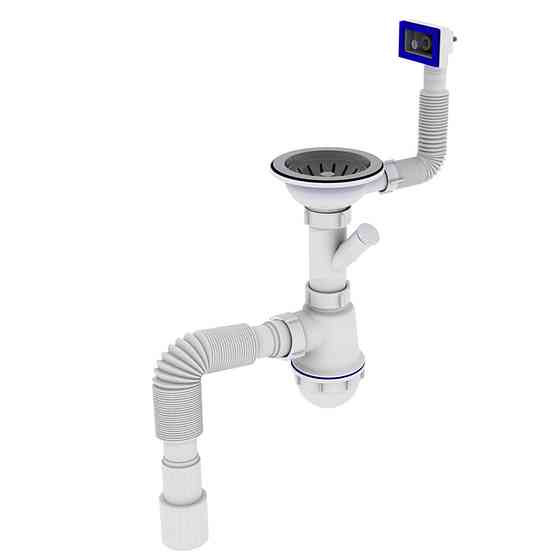 Сифон OPTIMUM 31/2″*40 для мийки з відведенням для прал маш, з прямокутним гнучким переливом та гнучкою трубою 40х40/50 OPTI  27343 Тернополь