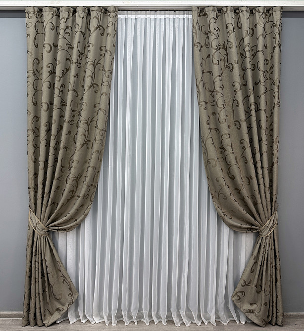 Комплект готових штор VR-Textil Жакард Allure № 1620ш Какао 200х270 см 2 шт (32-330) Київ - фото 2