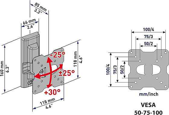 Кронштейн для телевизора Meliconi CME ETR100 черный для ТВ 14–25