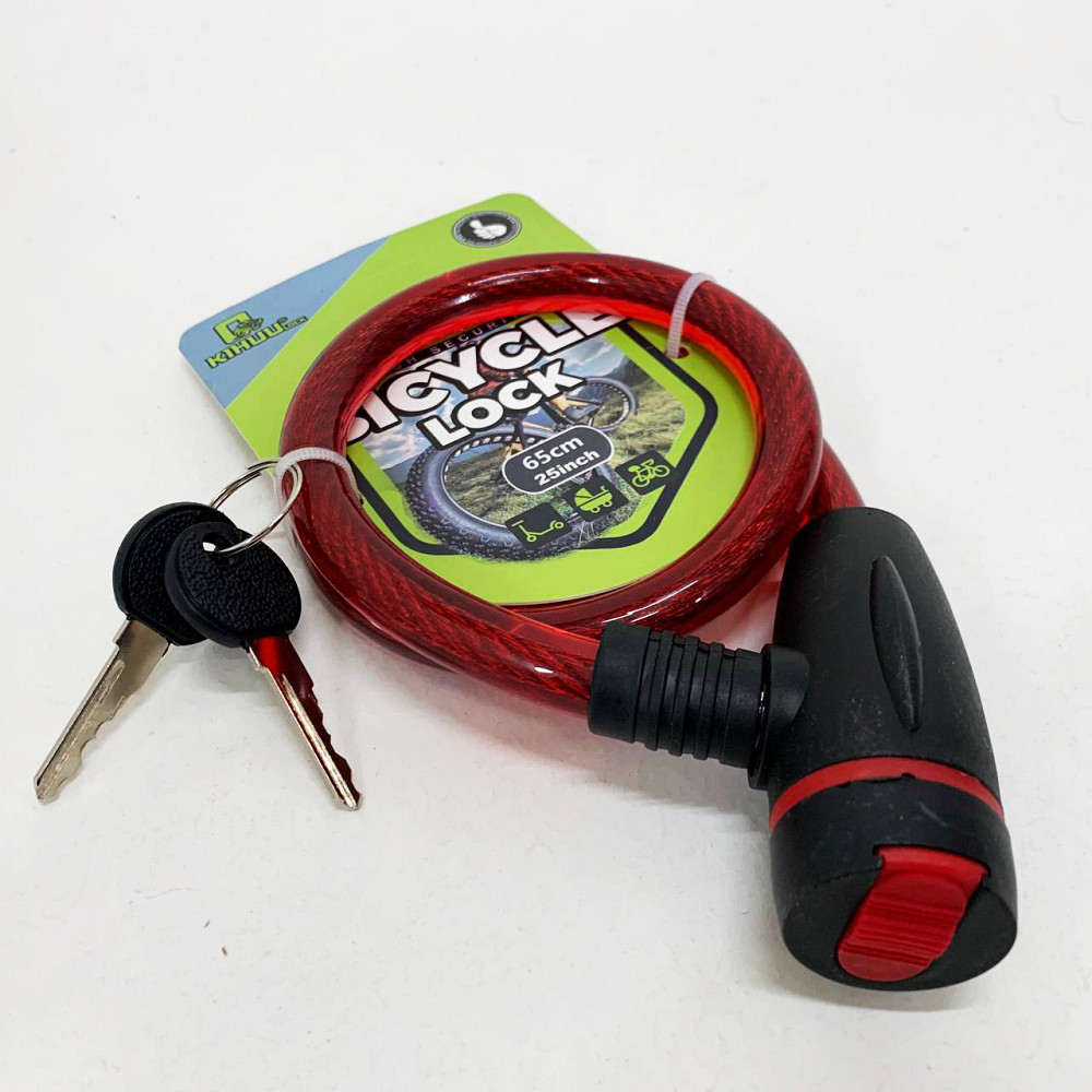 Замок велосипедный KIHUU LOCK 187, 15*65 тросовый, 2 ключа. Цвет: красный LG-91 Львов - изображение 3