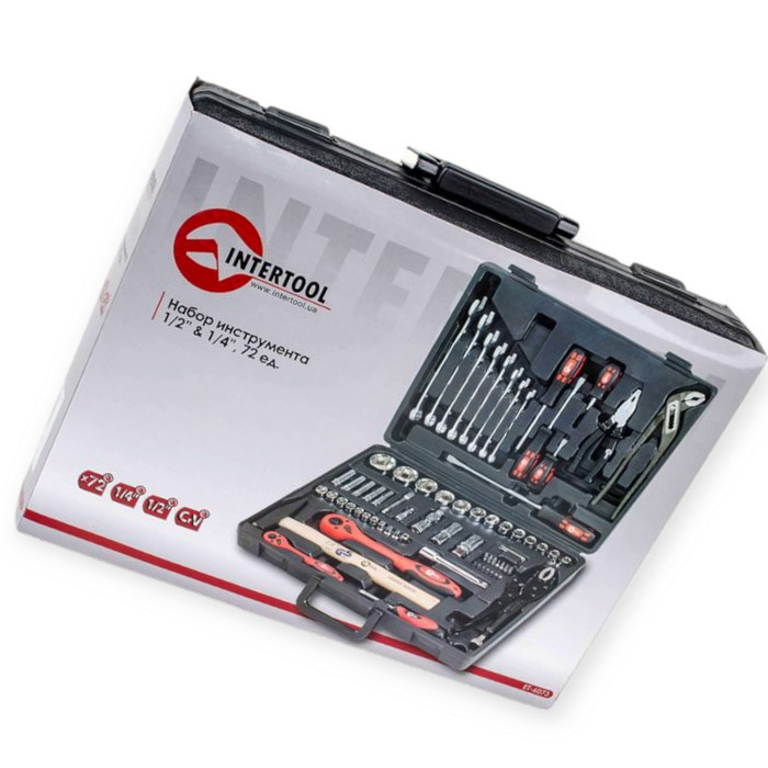 Набір інструменту 1/2", 1/4" 72 шт з бітами, ключами, молоток, кліщі Мукачево - фото 5