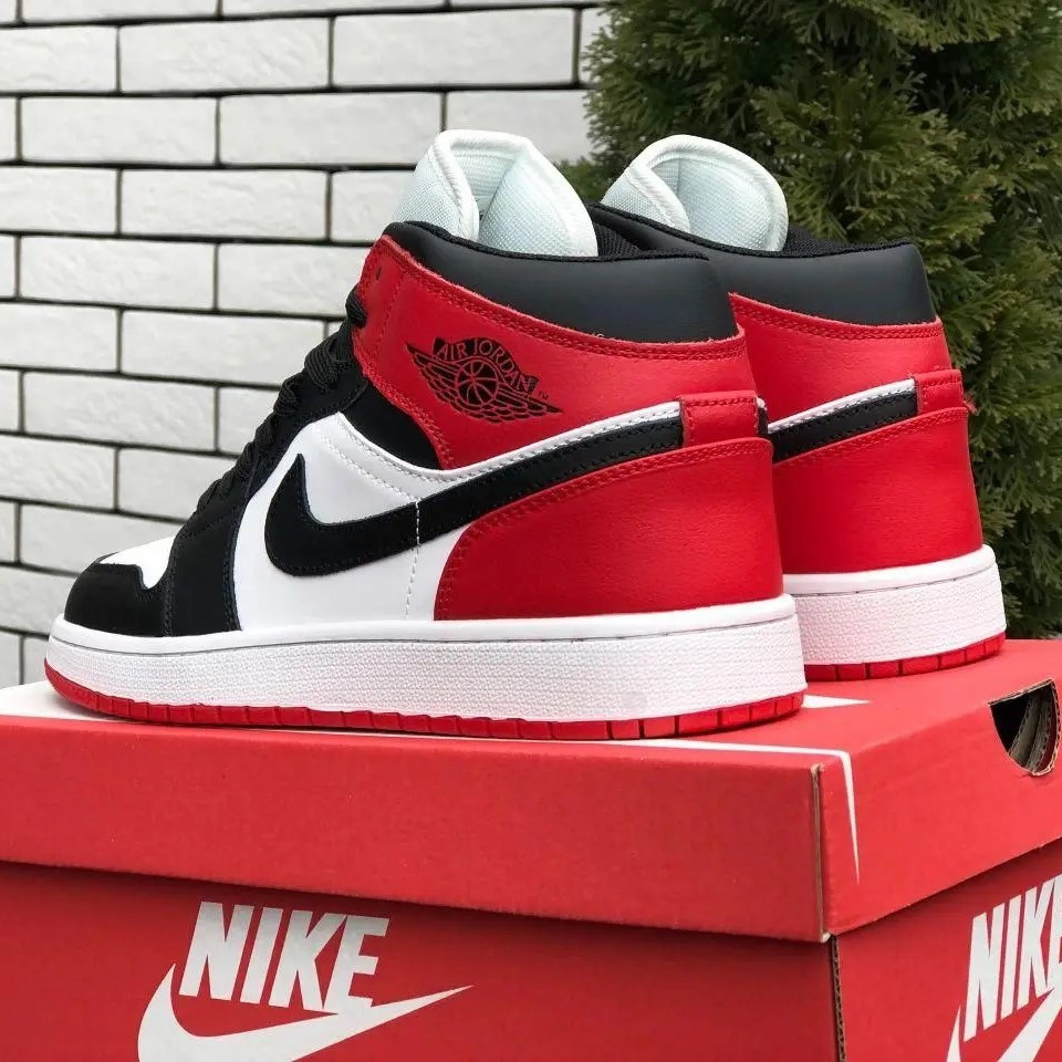 Кроссовки Nike AIR Jordan Белые Красные Мужские Черные Джорданы Высокие Найк (размеры: 41,42,43,44,45) Днепр - изображение 9