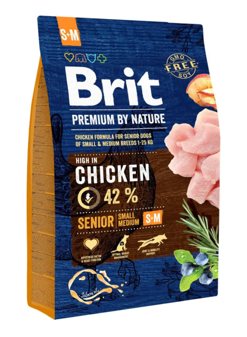 Сухой корм Брит Brit Premium Senior S+M с мясом курицы для взрослых собак мелких и средних пород, 3 кг Винница - изображение 1