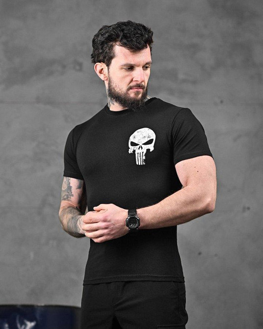 Хлопкова мілітарі футболка порожнеча чорна ДЛ6351 Одеса - фото 2