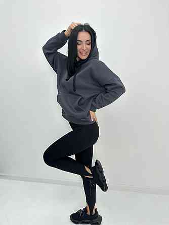 Жіночий теплий худі з капюшоном "Basic" Турція оптом | Норма і батал Графіт, 42-44 Київ