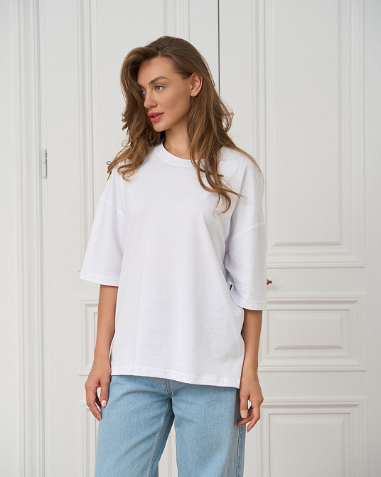 Футболка жіноча оверсайз кругла горло Nicoletta — Біла M Київ - фото 1