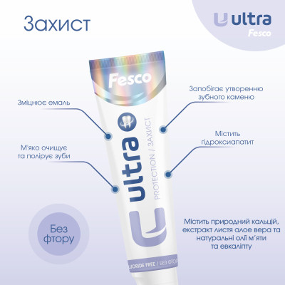 Зубна паста Fesco Ultra Protection Комплексний захист 100 мл (4820204701956) Вінниця - фото 3
