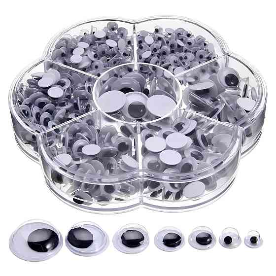 Самоклеящиеся подвижные глаза RESTEQ — набор 700 шт. разных размеров для творчества, аппликаций и игрушек Киев