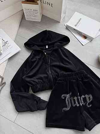 Женский стильный повседневный велюровый костюм Черный, 44/46 Одесса