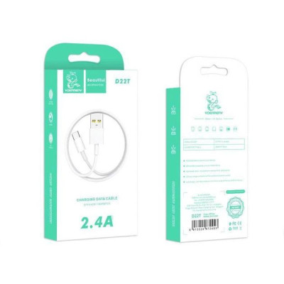 Дата кабель USB 2.0 AM to USB-C 1.0m 2.4A white Denmen (D22T-WH) Вінниця - фото 3