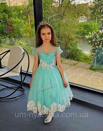 Детское нарядное мятное платье 3Д-Кружево 116-134 Кривой Рог