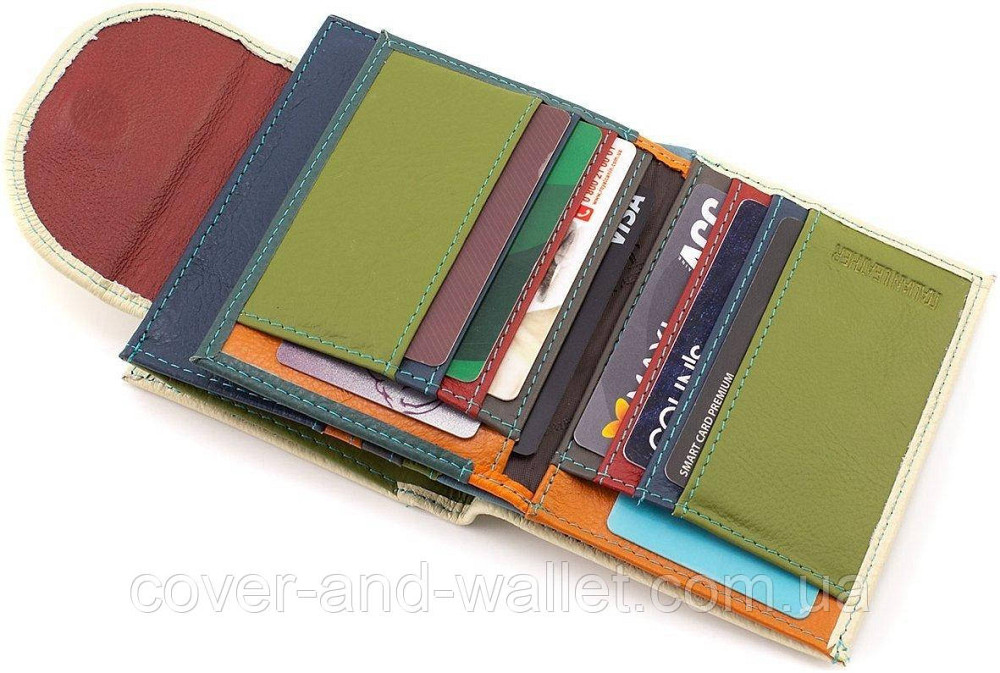 Женский кошелек из натуральной кожи молочного цвета на магнитной застежке ST Leather Киев - изображение 6