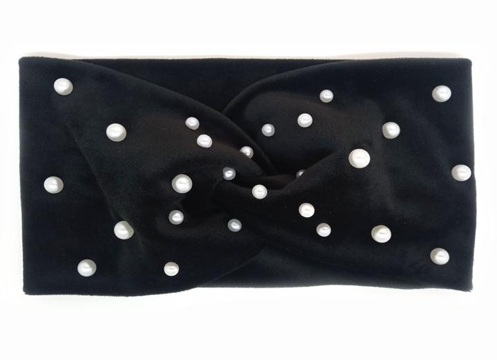 Пов'язка на голову чорна з бусинками Київ - фото 1