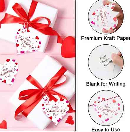 Набор бирок сердце ко Дню Валентина 25 шт со шнурками, подарочные теги для упаковки подарков Киев