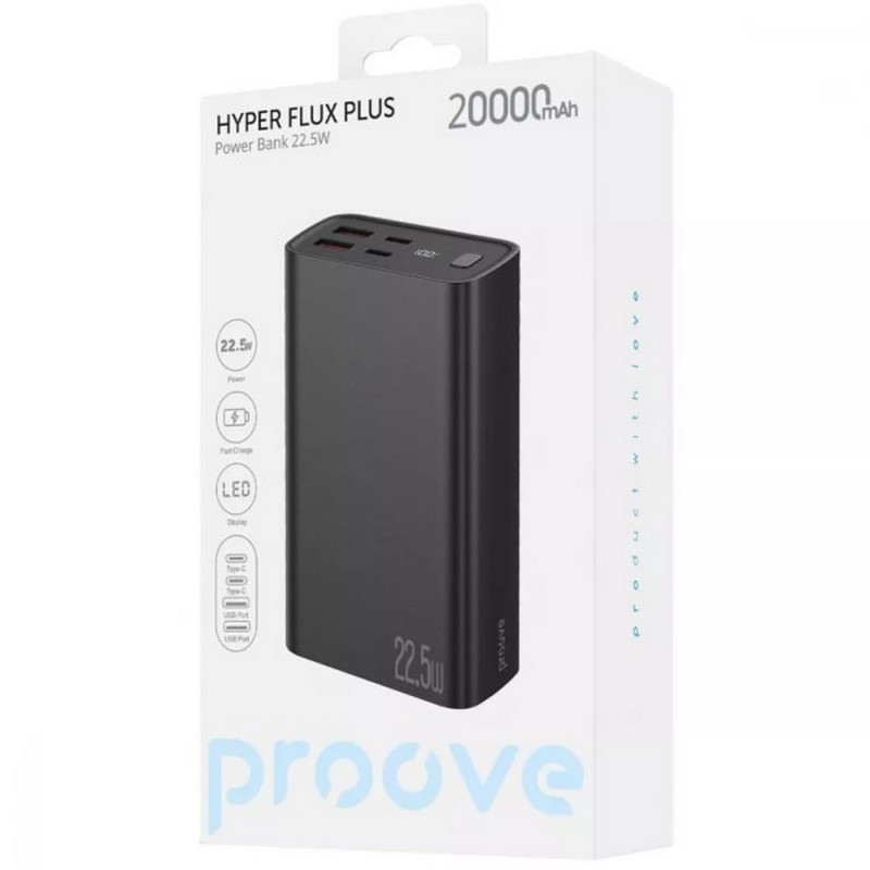 Універсальна мобільна батарея Proove Hyper Flux Plus 22.5 W 20000 mAh Black (PBF222120001) ( Чорний ) Харьков - изображение 1