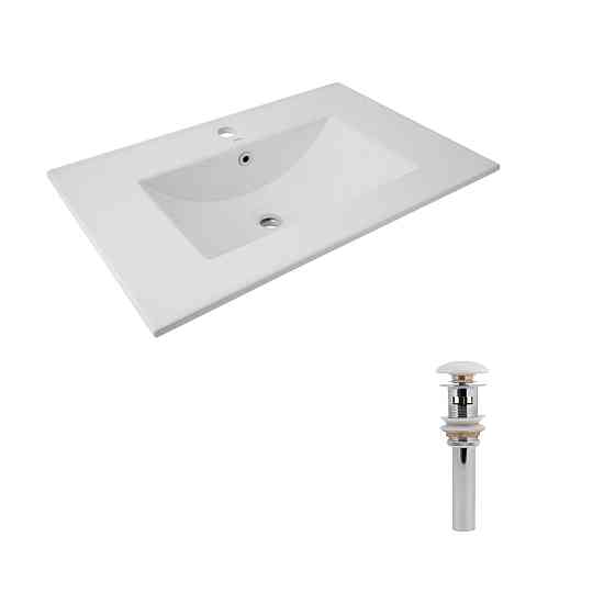 Комплект Albatross: Раковина врезная мебельная 720x460x180 мм, White, прямоугольная + Донный клапан Pop-up PU02O Киев