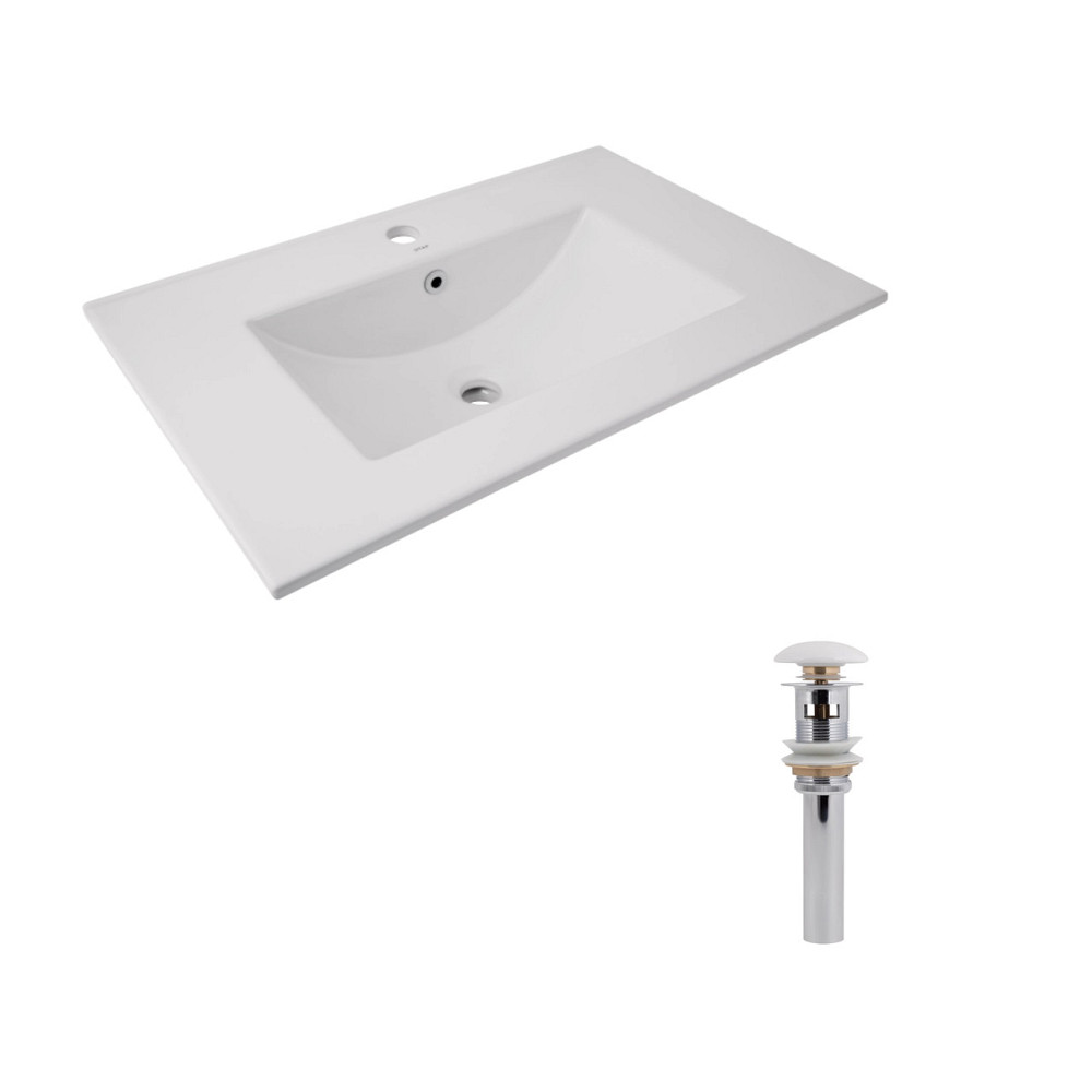 Комплект Albatross: Раковина врезная мебельная 720x460x180 мм, White, прямоугольная + Донный клапан Pop-up PU02O Киев - изображение 1