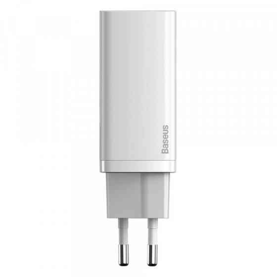Зарядний пристрій 2xUSB 65W GaN (USB-C+USB-A) Білий Baseus (CCGAN2L-B02) Київ