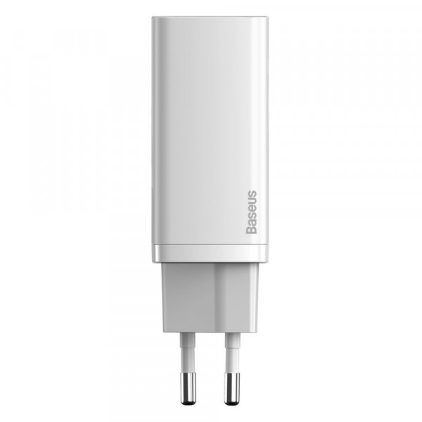 Зарядний пристрій 2xUSB 65W GaN (USB-C+USB-A) Білий Baseus (CCGAN2L-B02) Київ - фото 2