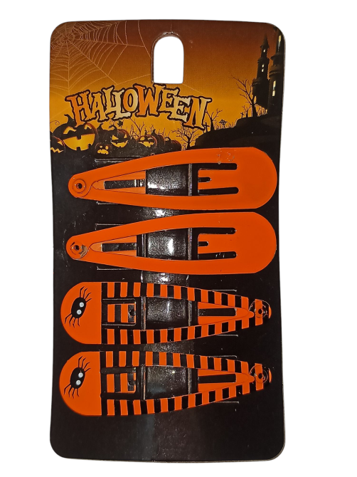 Набор 2 заколки с принтом паук и 2 заколки без принта для волос на Хэллоуин оранжевий Киев - изображение 3